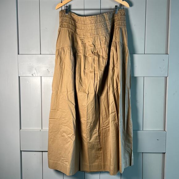 Lucky Brand Smocked Poplin Maxi Skirt in Tan Size XXL NEW - Picture 5 of 8